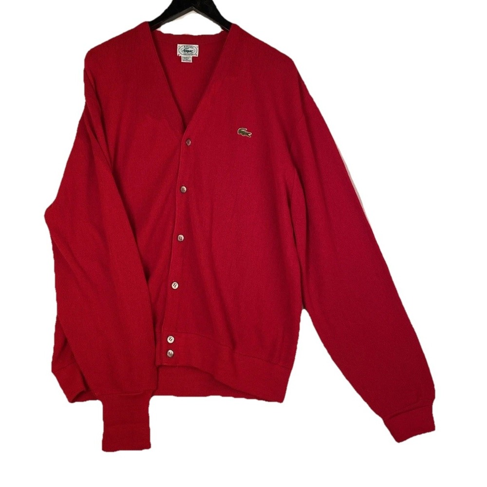 Lacoste Red V-Neck Button Cardigan